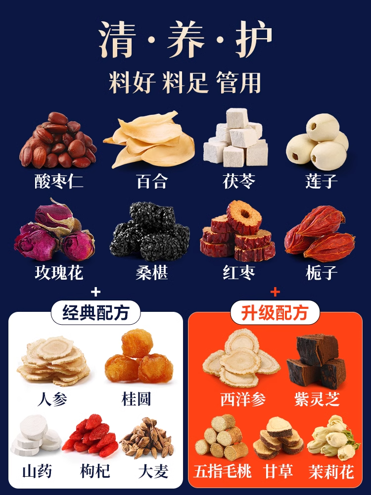 Ziziphus jujuba seed, lily, and poria sleep tea