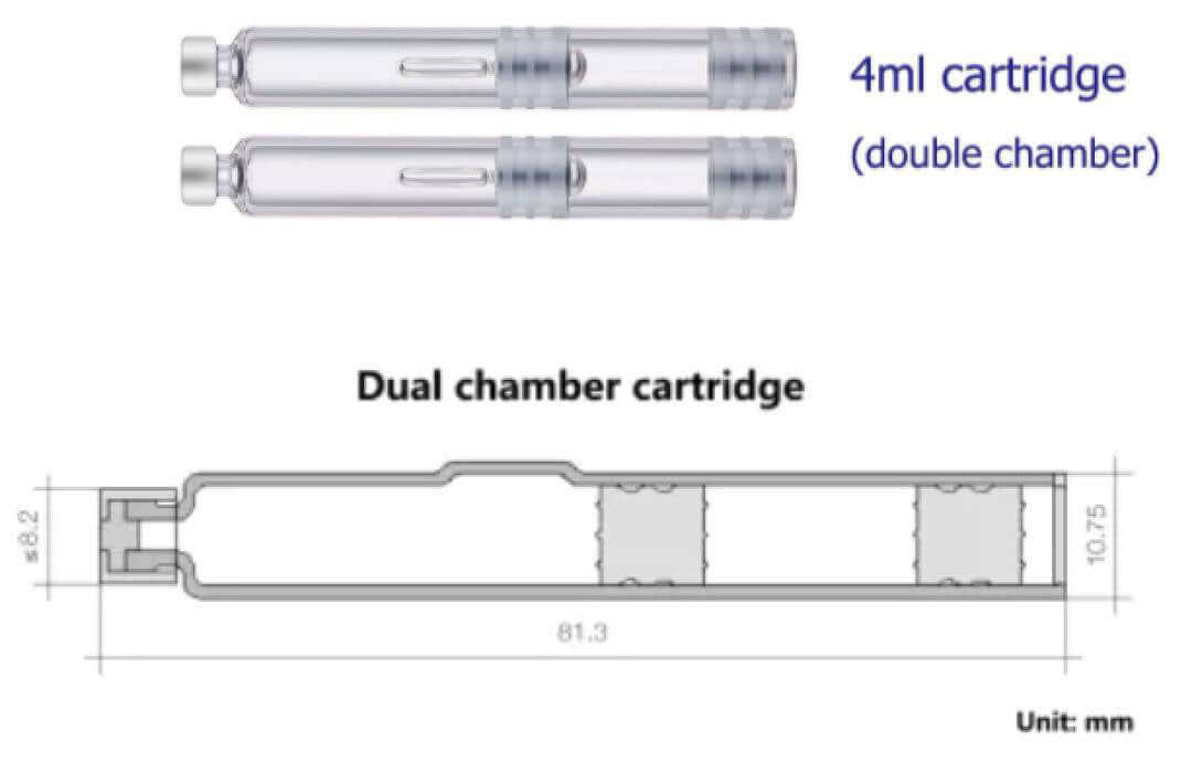 Stylo d'injection HGH pour la musculation à cartouche à double chambre