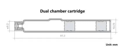 Cartouche à double chambre de 4 ml pour l'hormone de croissance humaine HGH